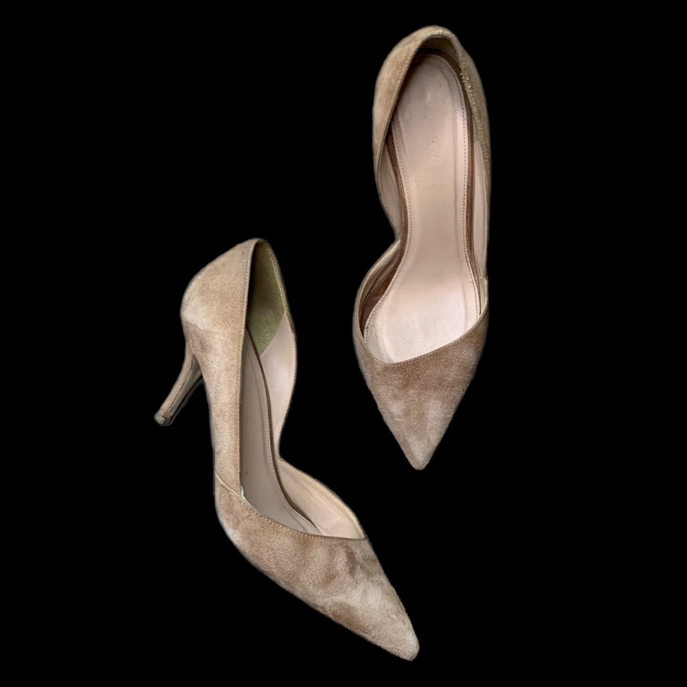 J. CREW Colette D’Orsay Pumps Tan Beige Suede Leather Heels Pumps Size 7